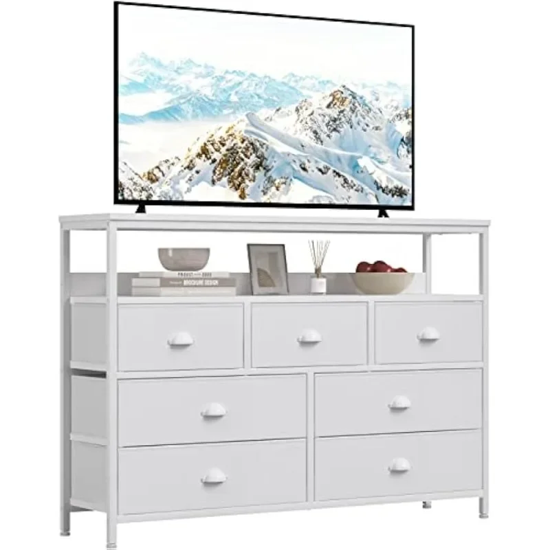 Armazenamento Fabric Dresser Drawer Unidade, Branco, Sala, Entrada, Quarto