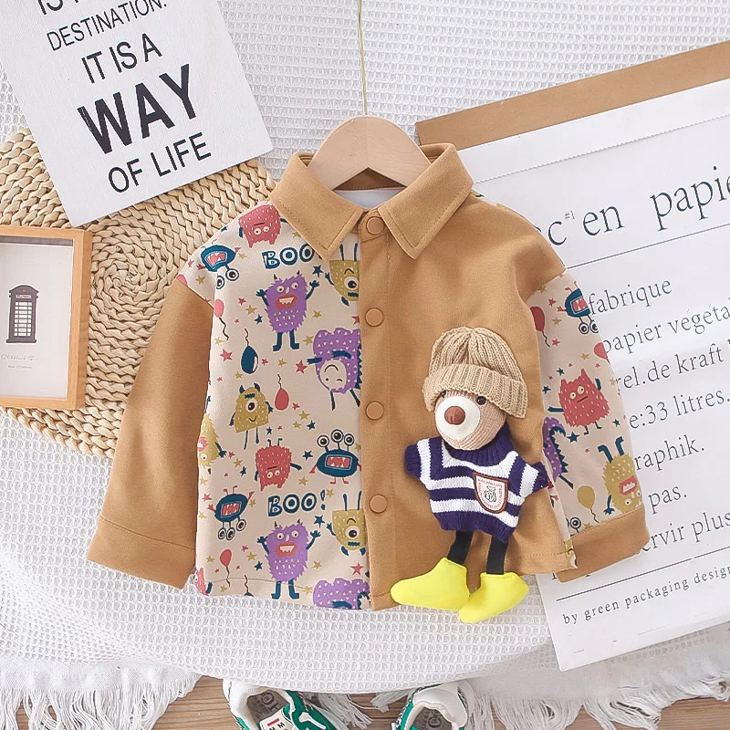 ملابس ربيع للأطفال الصغار 2025 ملابس أطفال أولادي جديدة من 1 إلى 5 سنوات معاطف غير رسمية مرقعة برسوم كارتونية + تي شيرت + سراويل بدلة أطفال أولادي #6