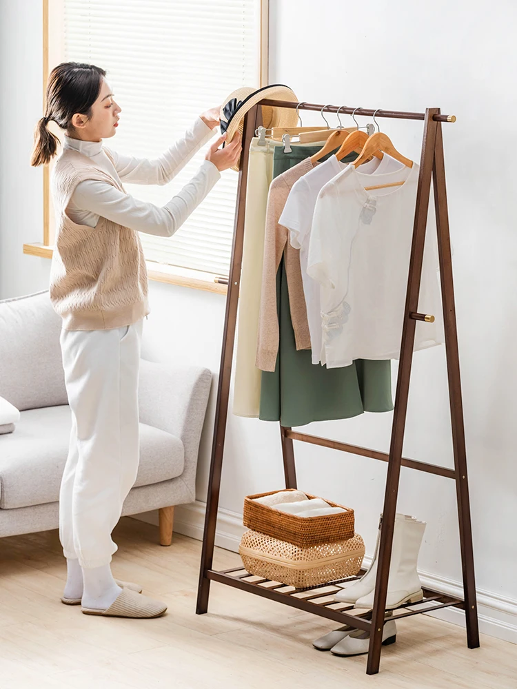 

Bamboo Court Modern Simple Hanger Easy Assembly Creative Hanger Household Clothes Hanger Living Room Coat Rack Floor