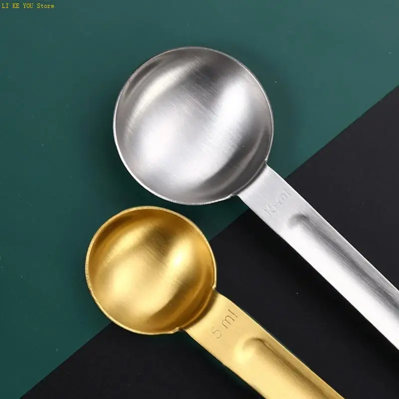 W3JE 2Pcs Kitchen Measuring Scoops With Measurement Marks For Coffee And Baking Ergonomic Long Handle Spoon