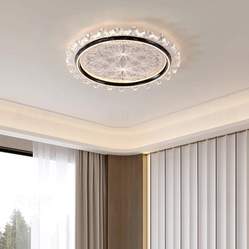 Zhongshan Factory Modern Minimalist Crystal LED Ceiling Light Ultra Thin Round Smart Lamp for Bedroom Home Lighting