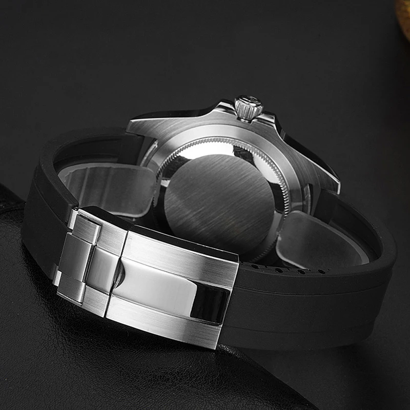 Orologi da uomo di lusso originali Movimento automatico Orologio meccanico a mano luminosa Cinturino in silicone Orologio da regalo maschile GMT impermeabile