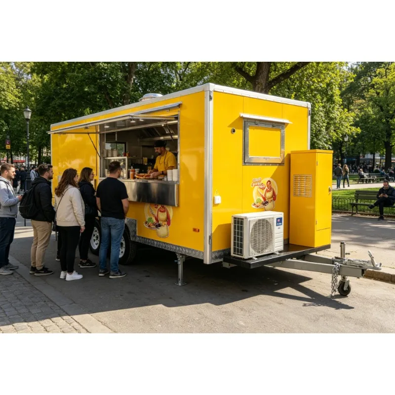 Rust Resistant Mobile Catering Custom Vintage Style Mobile Food Trailer Cart Ice Cream Deep Fried Snacks Built-In Power