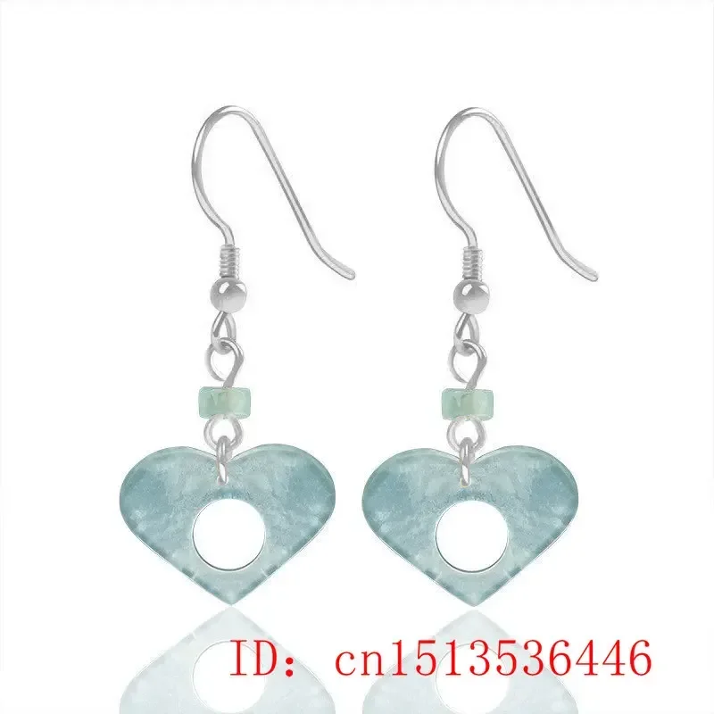 Burmese Jade Donut Hollow Droplet Flower Earrings Jewelry Dangler 925 Silver Blue Women Jadeite Fashion Natural Amulet Gemstone