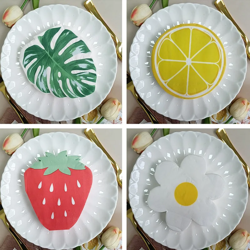 

20pcs/pack Creative Alien Strawberry Lemon Ice Cream Shape Paper Towels Holiday Party Napkins Decorative