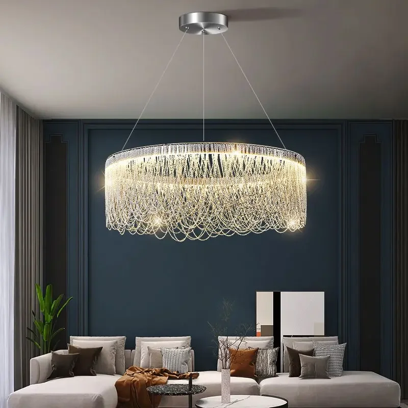 

Modern LED Tassel Aluminum Chain Ceiling Chandeliers Personality Living Dining Room Pendant Lamp Home Decor Hanging Lights