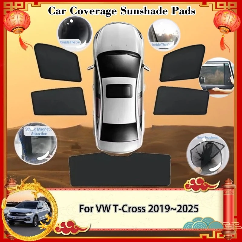 Parasol magnético para Volkswagen VW t-cross C11 Taigun 2019 ~ 2025 2020 2021, cortina de bloqueo, sombreado de privacidad para automóvil