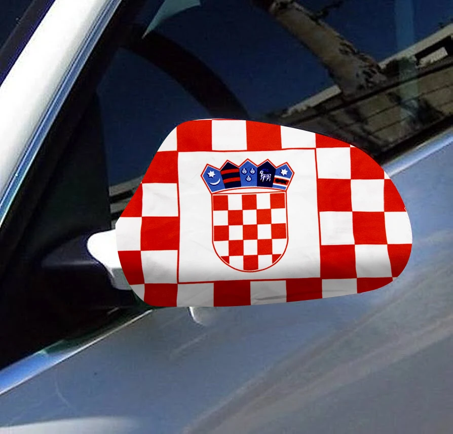 Directly Delivery 2 Pcs Free Size Four-way stretch fabric Croatia Croats Flags Car Mirror Cover