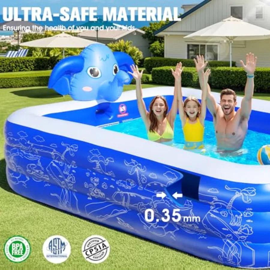 Inflatable Pools with SprinklerUpgraded Elephant Inflatable Swimming Pool Pools for Backyard Large Inflatable Pool for Adults B