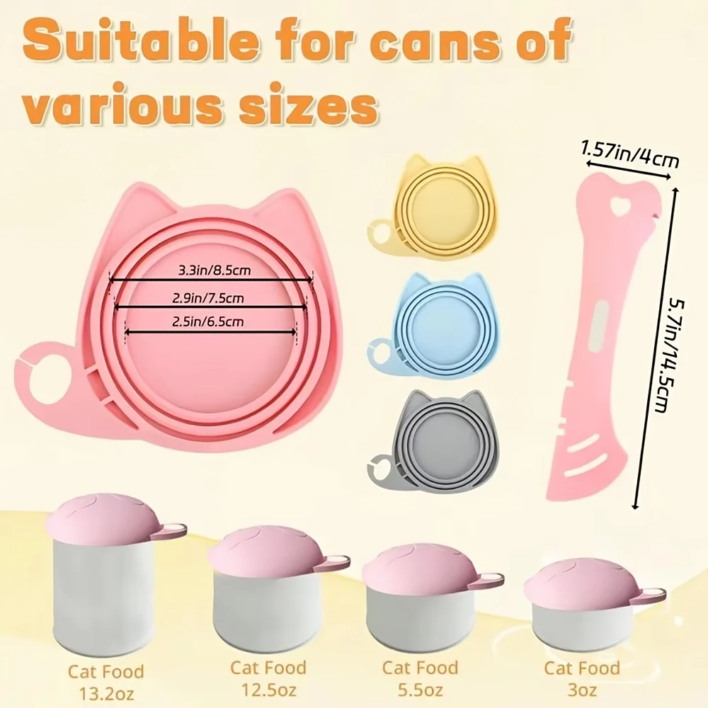 Reusable Dog Cat Food Can Lid & Spoon Set Multifunctional Pet Wet Food Scoop Leak-proof Storage Sealer Cover view 2