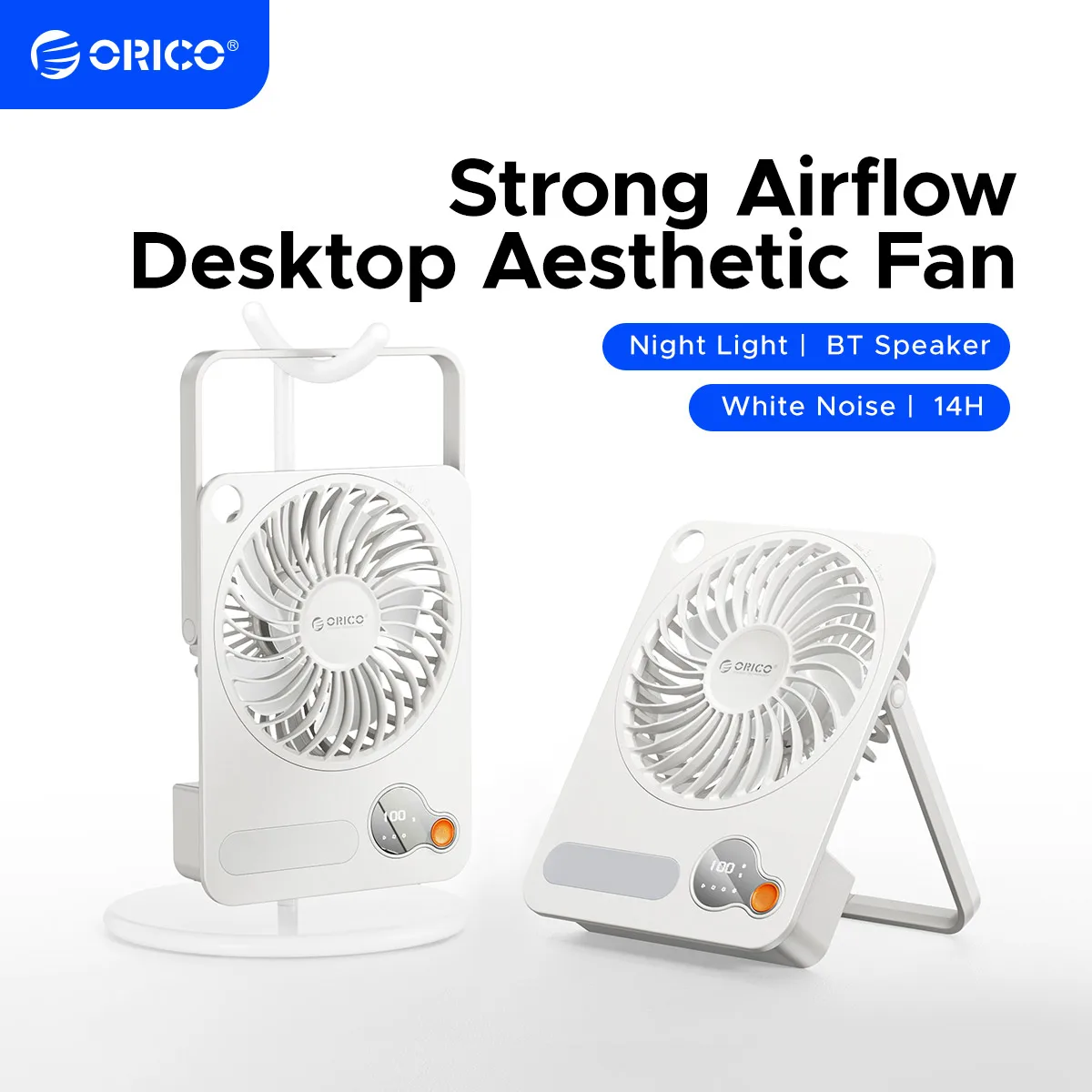 ORICO USB Rechargeable Portable Electric Mini Desktop Fan 3600mAh 18650 Lithium Battery 180°Adjustable for Room Home Camping
