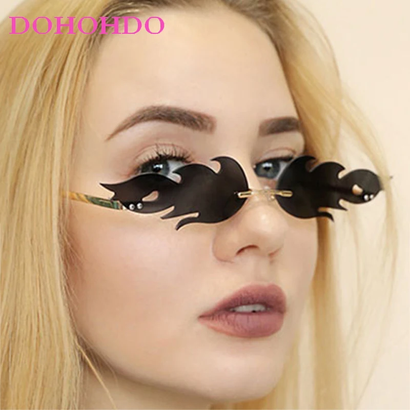

Fashion Rimless Sunglasses Women Men Vintage Luxury Brand Designer Metal Glasses Female Wacky Party Shades UV400 Lentes De Sol