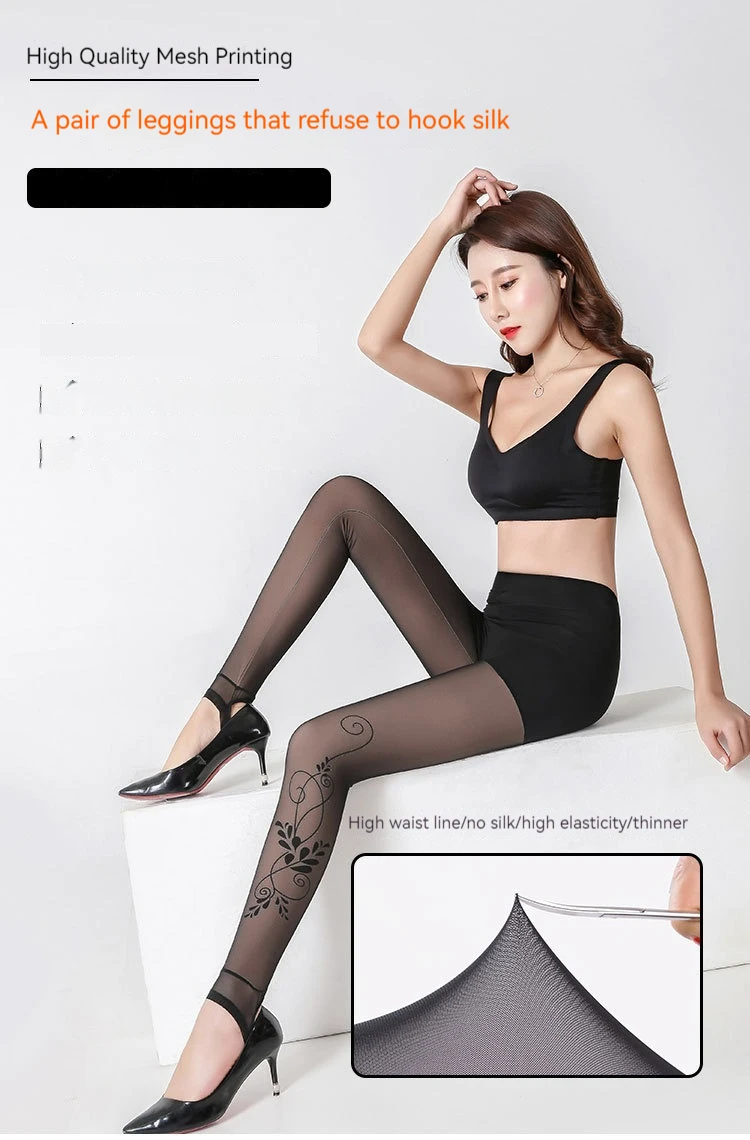 Winter Warm Leggings Sexy Slim Translucent Pantyhose Nylon Tights High Waist Elastic Wool Sock Pants Women Thermal Legging