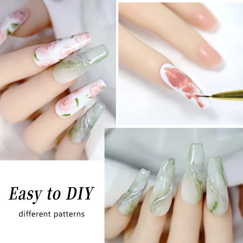 Arte Clavo Smalto gel trasparente fiorito 10ml LED UV Soak Off Smalto per unghie per effetto diffusione Smalto gel per marmo Cappotto base superiore