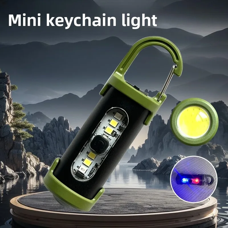 

Мини-брелок-фонарик: супер яркий, перезаряжаемый, красно-синий, предупреждающий, светильник для рюкзака, домашнее аварийное использование, длинная батарея