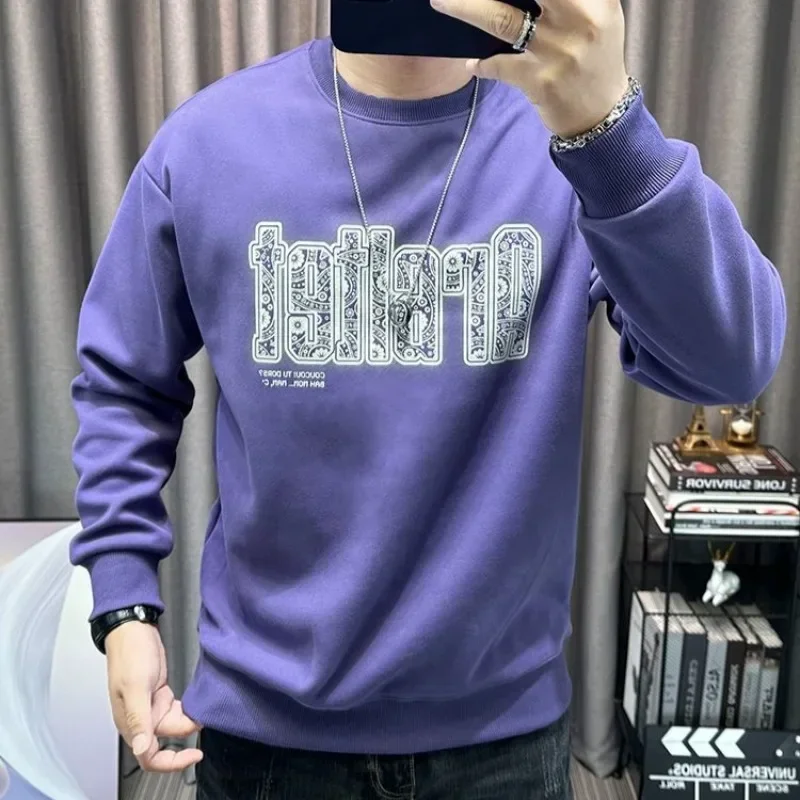 

Winter Round Neck Cotton Male Sweatshirt Crewneck Men's Pullover Y2k Clothes Harajuku Fashion Korean Style Loose Overfit Funny