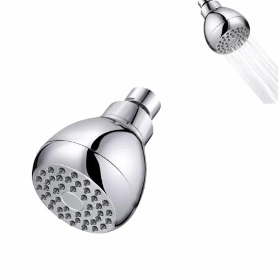 

High Pressure Shower Head, 3-Inch Chrome Plated, 360° Rotating with Self-Cleaning Silicone Nozzles, Adjustable Brass Ball Joint