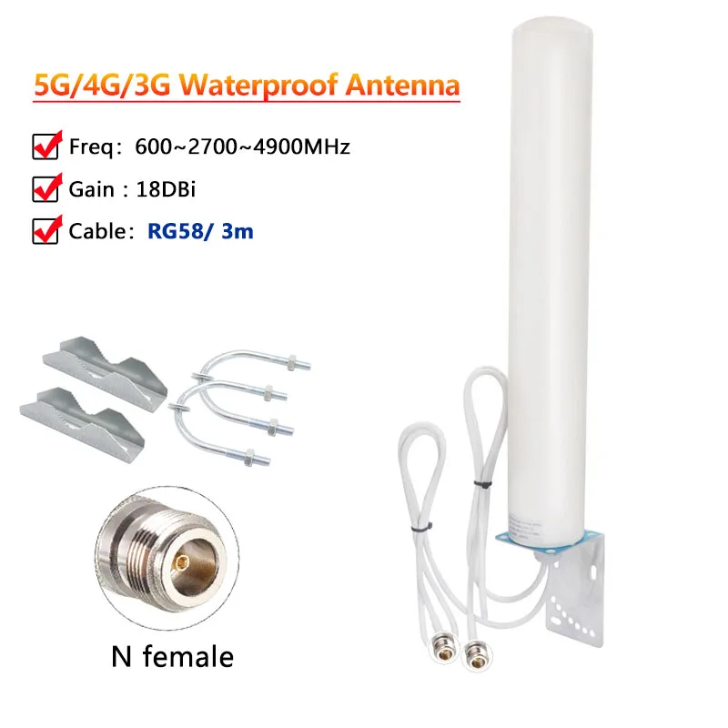 5G 4G LTE 3G GSM Outdoor Waterproof TS9 SMA N Male WiFi Router Antenna 18dbi Omni Directional MIMO IP67 Aerial for Wireless Netw image 3