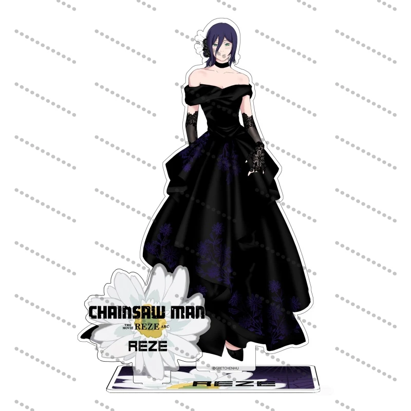 Pochita10cm Anime Chainsaw Man Acrylic Standee Evening Dress Version Reze Character Figure Desk Display 15cm