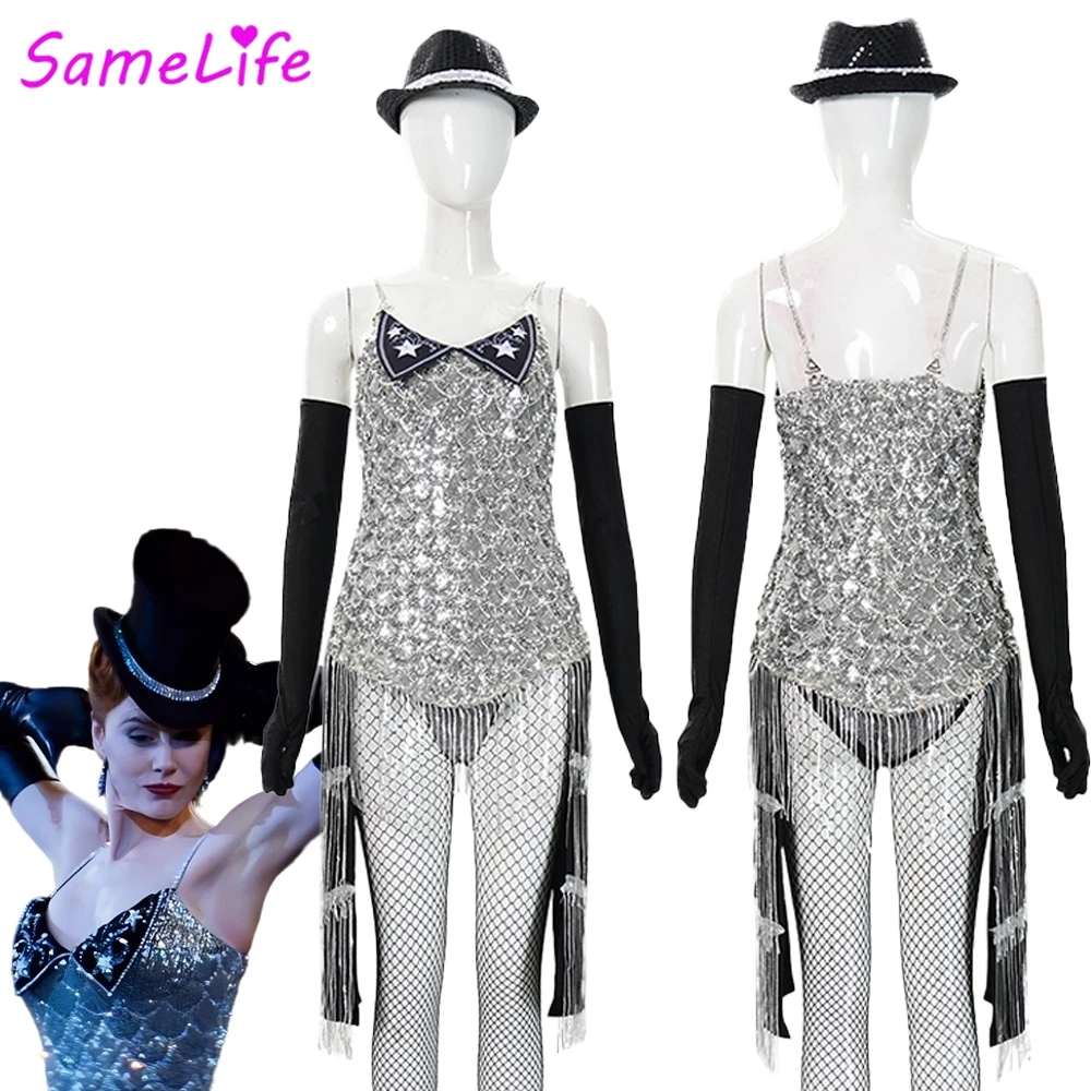 Disfraz de Fantasía de la Película Moulin Rouge de 2001, Ropa de Satén para Mujer, Disfraz de Halloween para Adultos, Atuendos de Fiesta Femeninos