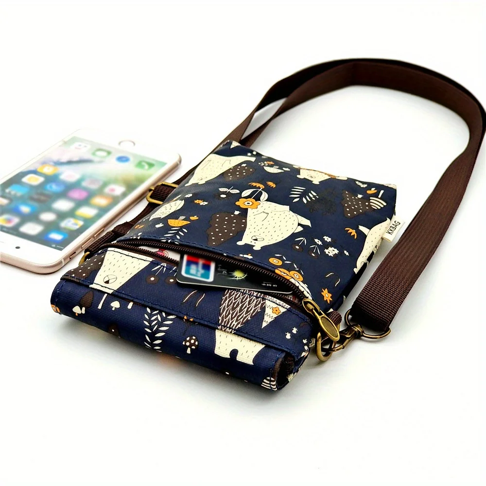 Cute Cat Animal Print Crossbody Bag, Kawaii Fabric Phone Purse, Small Shoulder Bag With Adjustable Strap  Purses and Handbags