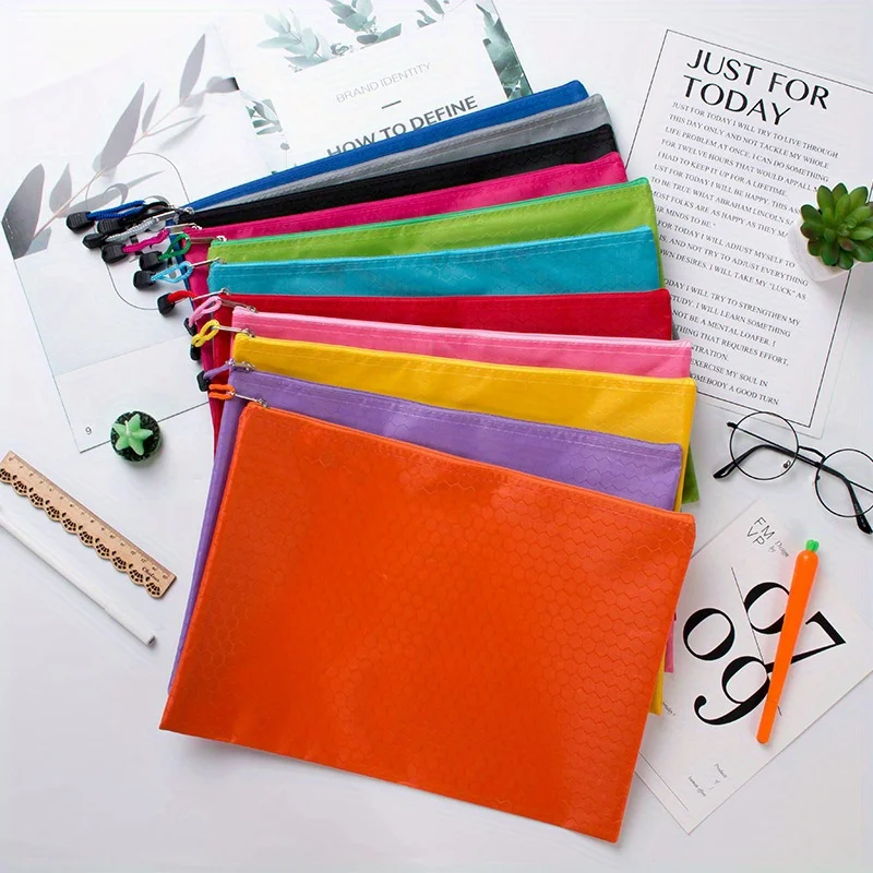 File Case Student Study Pen Case Waterproof A4 Document Bag - Thickened Zip Bag for Office Stationery & File Classification