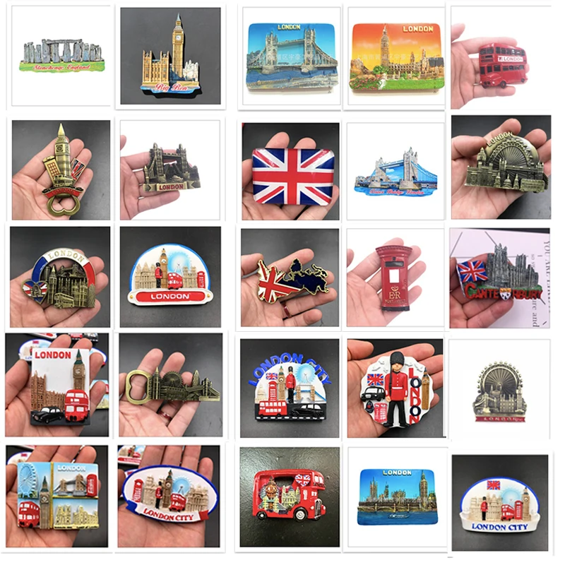 

British Map Fridge Magnets London Bridge Bus Mailbox Manchester England Magnetic Fridge Stickers Collection Gifts