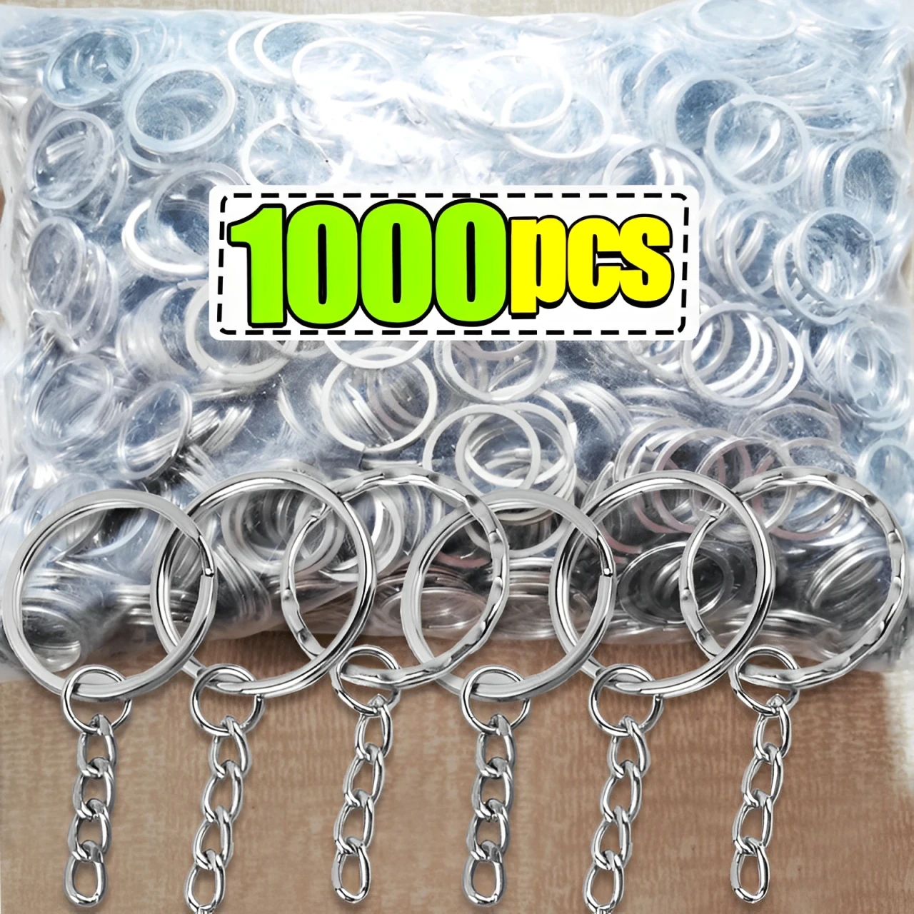 50-1000pc Silver Plated Metal Blank Keyring Keychain Split Ring Keyfob Key Holder Rings DIY Findings Making Keychain Accessories