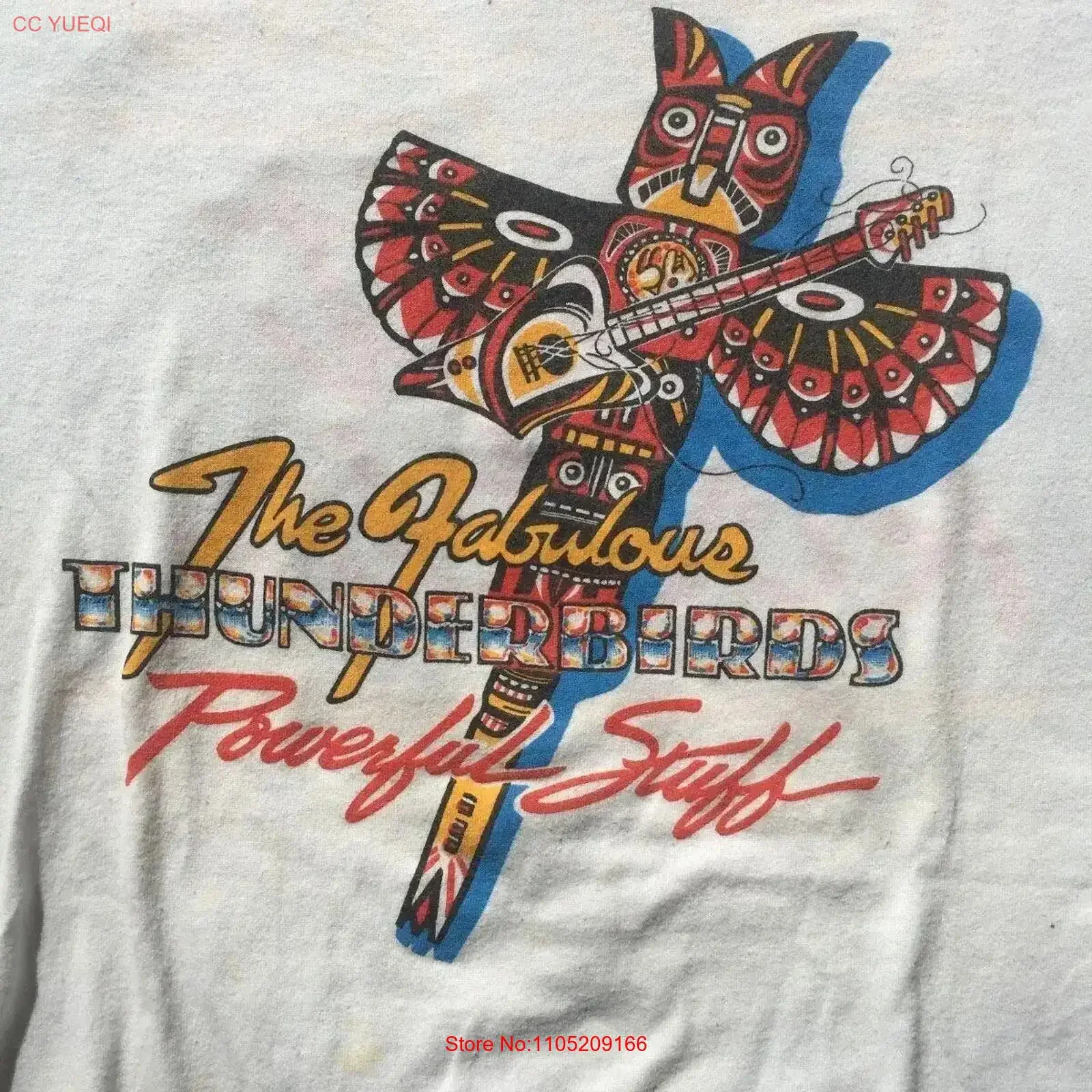 تي شيرت رائع لفرقة Thunderbirds باللون الأبيض مقاس S إلى 5XL تي شيرت GS007 عتيق مغسول متعدد الاستخدامات للارتداء اليومي