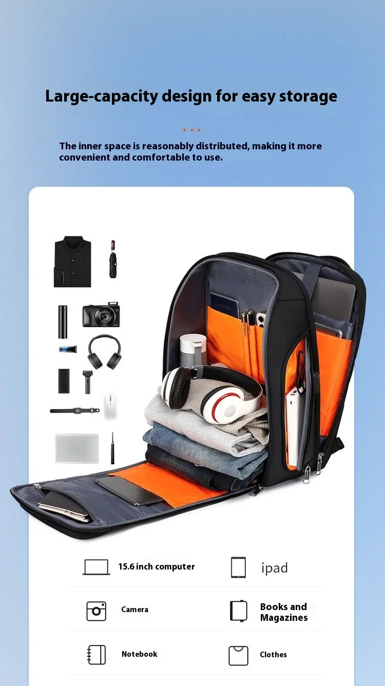 Wiersoon Rucksack für Herren, wasserdichter Rucksack, große Kapazität, Geschäftsreise, multifunktionale Passwort-Anti-Diebstahl-Laptoptasche – Detail 14
