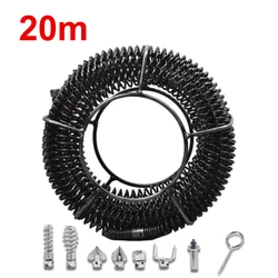 20M Length Household Drain Pipe Dredger Extension Spring Set Sewer Dredger Compression Spring With Connector 16mm Out Diameter