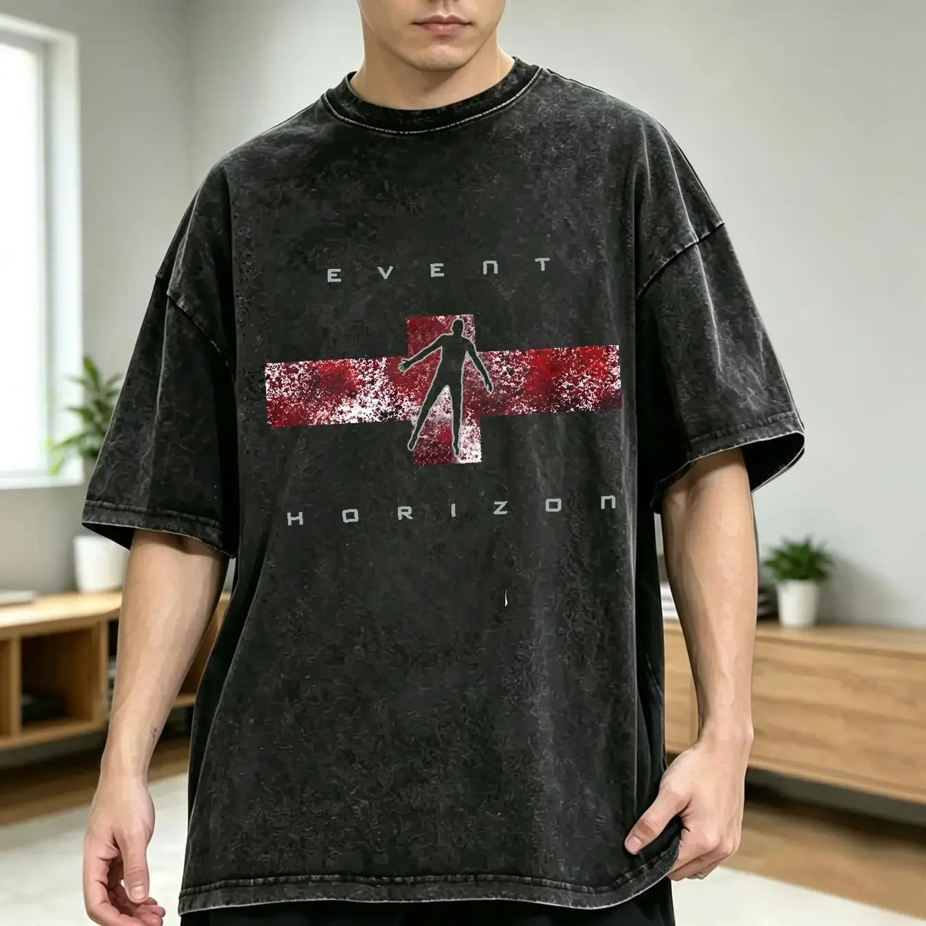 washed T Shirt Event Horizon Blood Window Mens Sci Fi Horror vintage Washed Comfortable Breathable Soft Casual homme Unisex