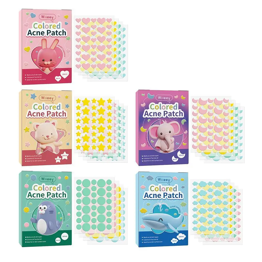 Star Pimple Patch Anti-Acné Coloré et Invisible, Autocollants de Soins de la Peau, Correcteur de Taches du Visage, Outils de Maquillage de miles, 144 Pièces/Ensemble