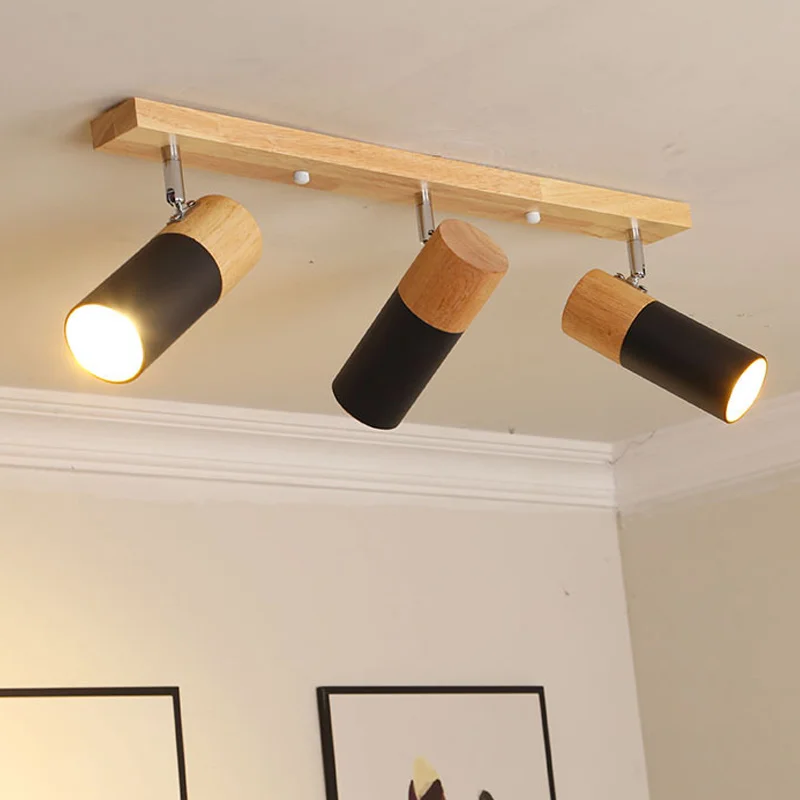 

Nordic Wooden Ceiling Light for Living Room Dining Room Adjustable Rotatabswle Spotlight Cloakroom Ceiling Lamp