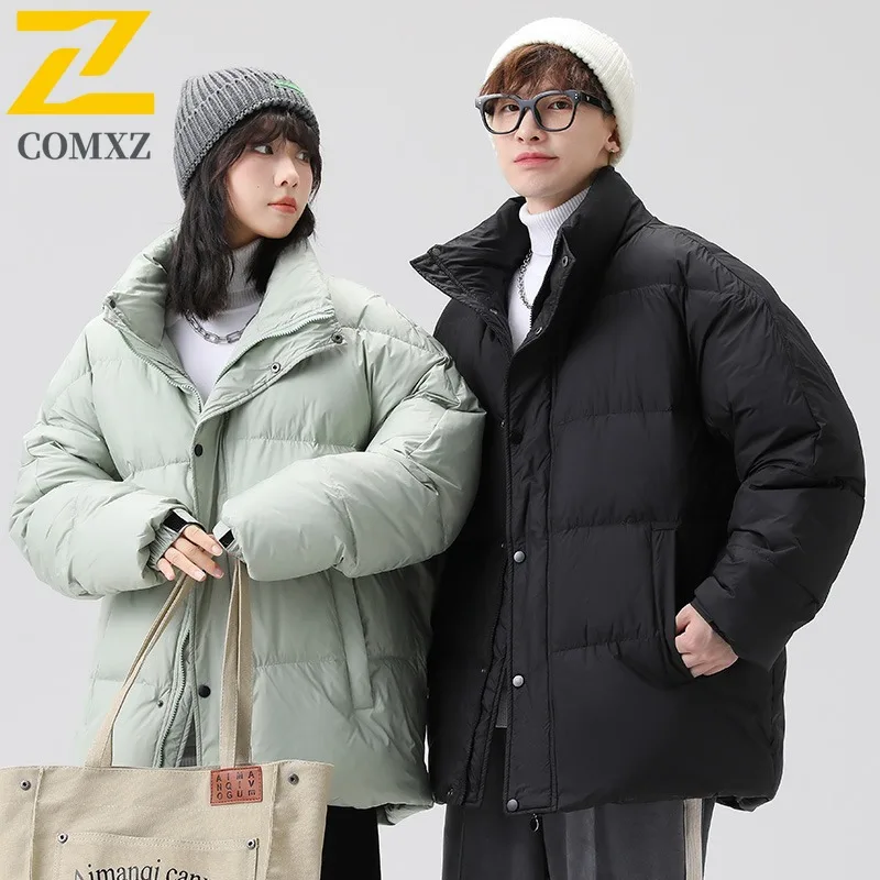 COMXZ 2025 Men Premium Puffer Jacket Thicken Down Alternative Coat Waterproof Windproof American Style Winter outdoor Outerwear