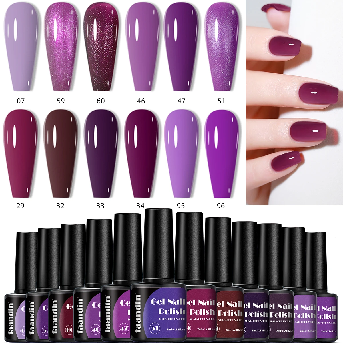 12 قطعة/المجموعة فادين 0. 24oz * 12 زجاجة، مجموعة طلاء أظافر جل بيرليسسينت بلون خالص، ألوان غنية، نغمات أرجوانية مختارة، مناسبة للخريف والشتاء، جل طلاء أظافر عالي الجودة، جل طلاء أظافر طويل الأمد، هدية مثالية لصالونات الأظافر، سهلة الإزالة بالجملة