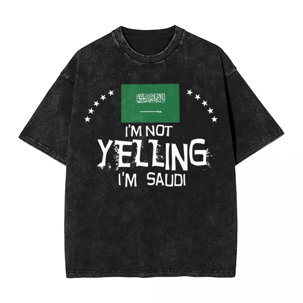 

Washed T Shirt Flag Of Saudi Arabia Hip Hop Fashion T-Shirt Harajuku Streetwear Cotton Summer Tops Tees for Men Women