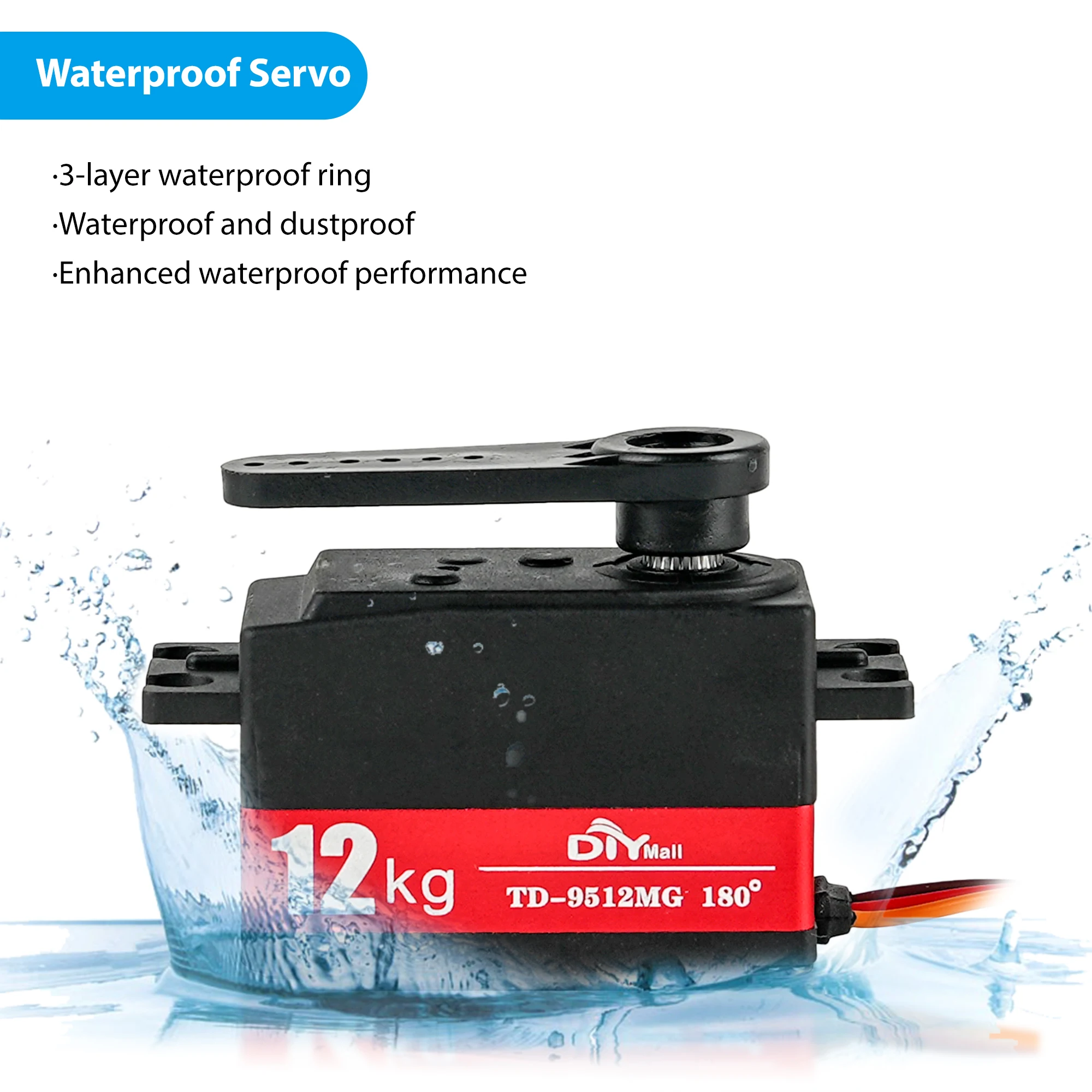 TD-9512MG 12 kg Digitalservo 180 °   Metallgetriebe mit hohem Drehmoment, wasserdicht, für RC-Auto, Boot, Roboter, Arduino, DIY-Lenkgetriebemotor