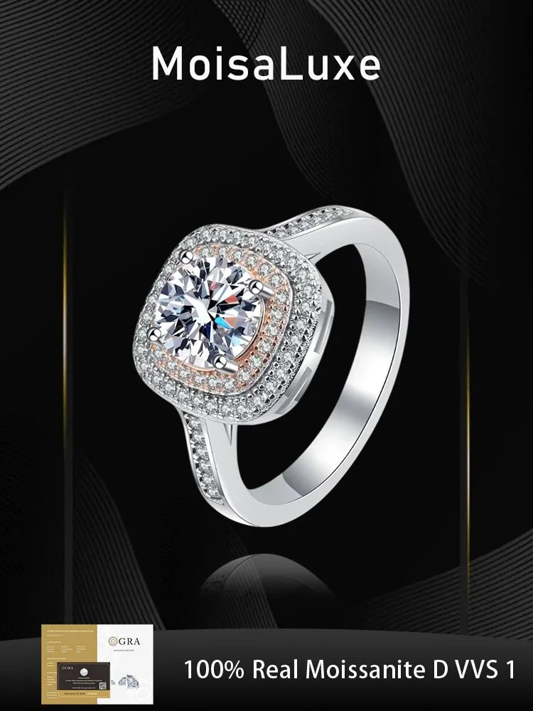 

MoisaLuxe Official Store Moissanite Plata Sterling 925 Silver Square Women's 1 Carat Ring Valentine's Day Jewelry Wholesale
