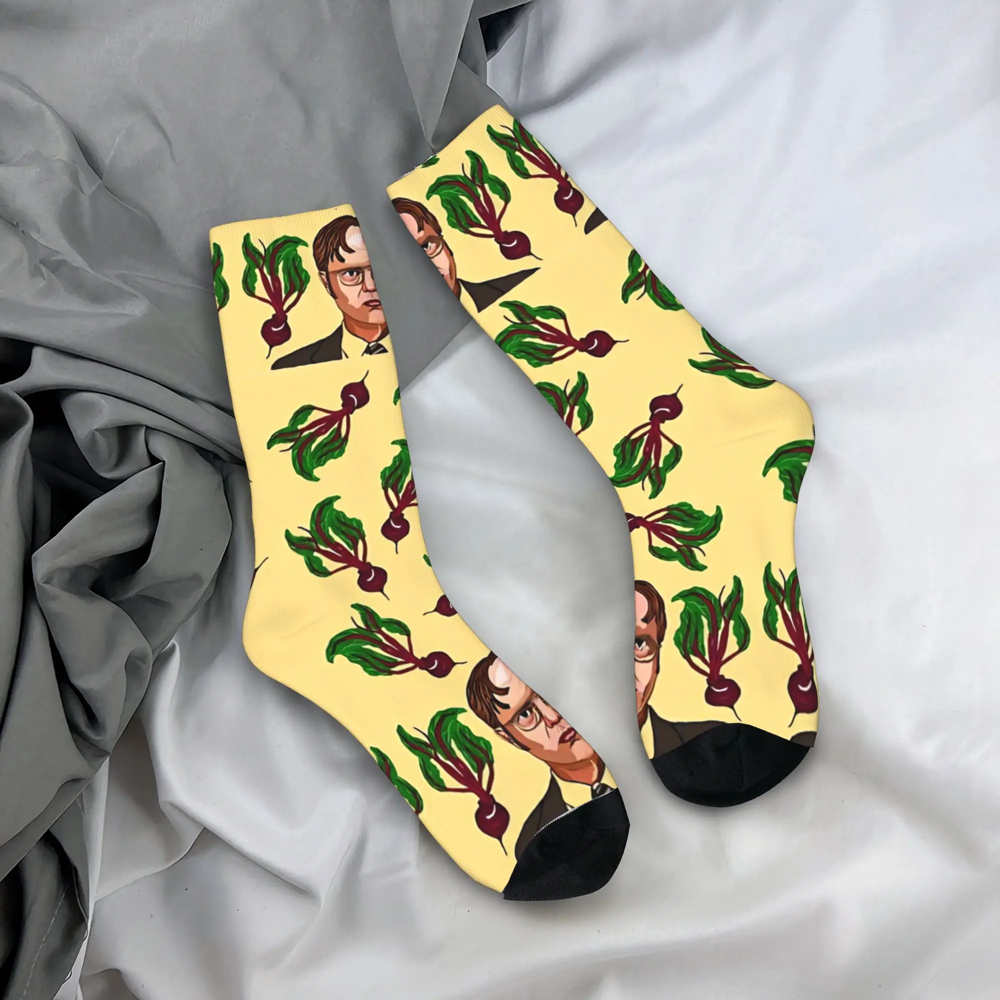 

Носки Dwight Schrute любит свекла, офисные модные чулки, мужские удобные велосипедные носки, противоскользящие носки с осенним узором