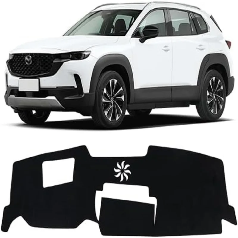 حصيرة غطاء لوحة القيادة لمازدا 2023-2025 2026 CX-50 CX50 ملحقات (مع HUD) مادة الفانيلا السوداء المضادة للانزلاق غطاء داش حصيرة