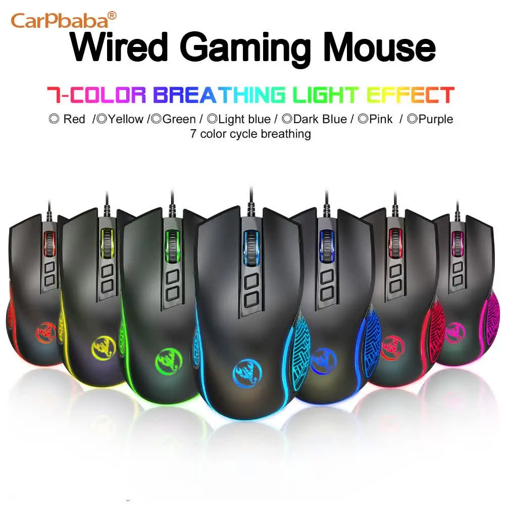 

HXSJ Macro Programming RGB 3200DPI Luminous Game Mouse Electric Race Cable Mouse 6 dpi File Adjustable Gaming Mouse