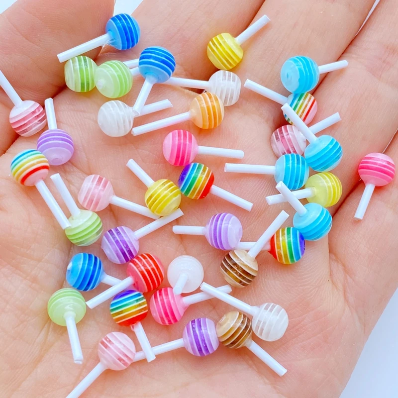 40pcs 3D Charms Kawaii Mini Lollipo Nail Rhinestones Gems Glitter Acrylic Nail Art Jewelry Manicure Nail Decoration Accessories