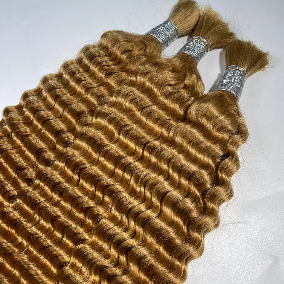 Blonde Braiding Hair 100gDeep Water Wave Bundle Bulk Human Hair Braiding Highlight Honey Blonde Curly Hair Extensions Bobo Wet