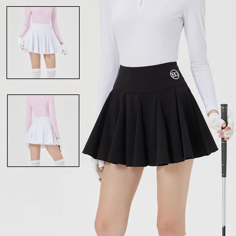 

Blktee Ladies Anti-exposure Pleated Golf Culottes Women Leisure Tutu Golf Skirts with Inner Shorts High-Waisted Sports Skorts