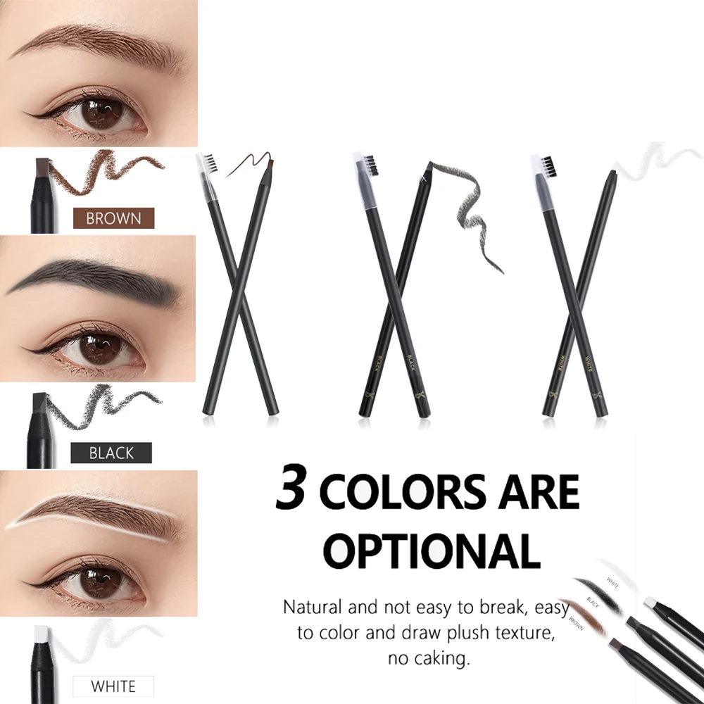 YD 3Colors Waterproof Eyebrow Pencil Microblading Eyebrow Pen Tint Natural Long-Lasting Tattoo Brush Makeup Set Beauty Wholesale