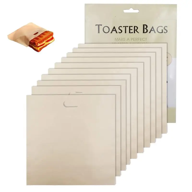 

Reusable Grilled Cheese Bags Toaster Sleeves Bread Bags 10pcs Reusable Sandwich Bags Oven Bags Non-Stick Cheese Bags For Grilled