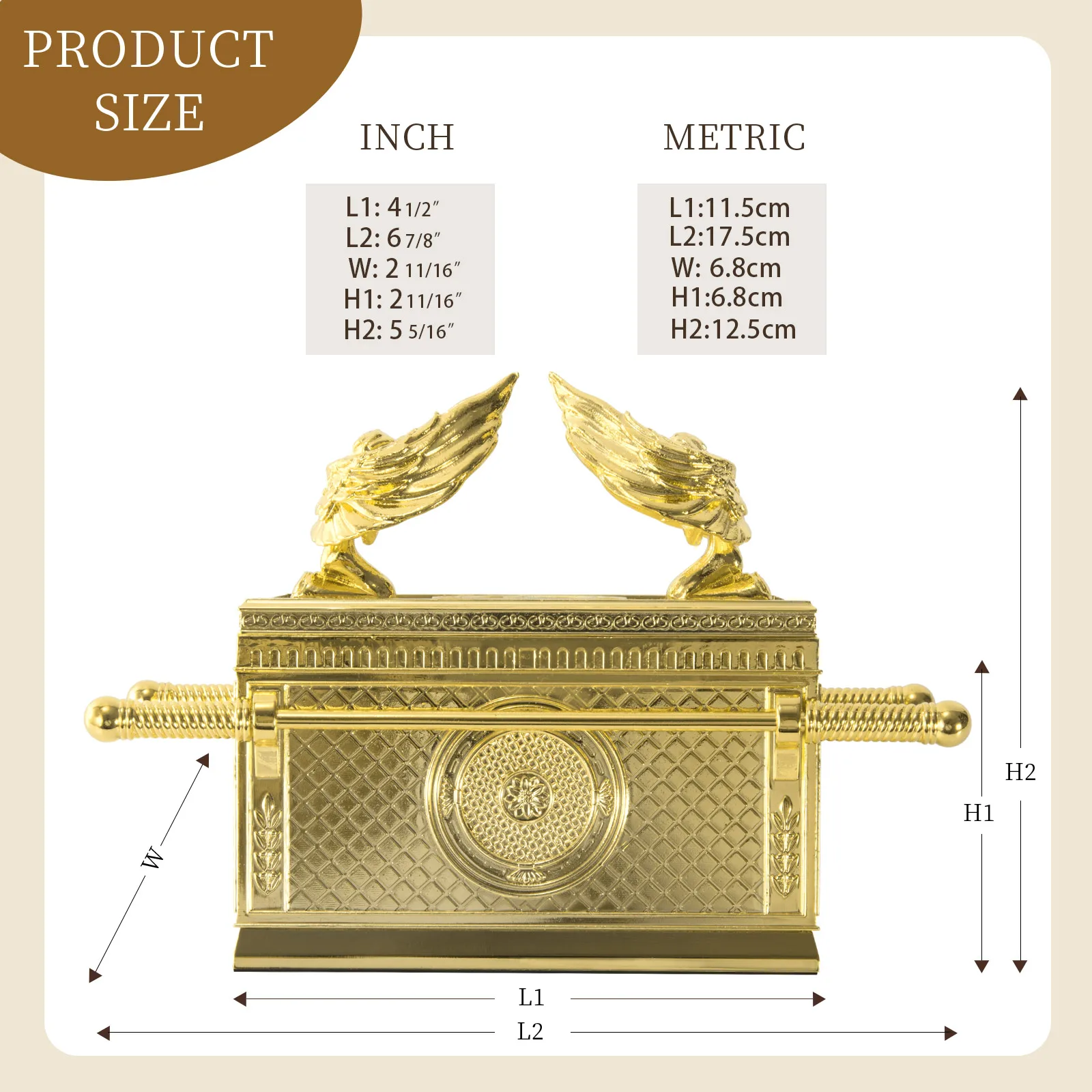 BRTAGG The Ark of The Covenant Historic Model Replica with contents, Gold Plated Religious Decorative