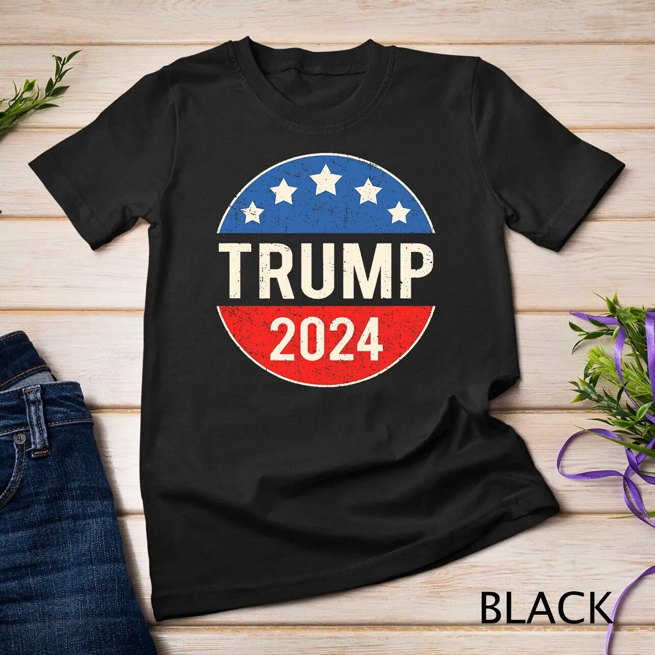 Trump 2024 Retro Campaign Button Re Elect President Trump T-Shirt Unisex T-shirt