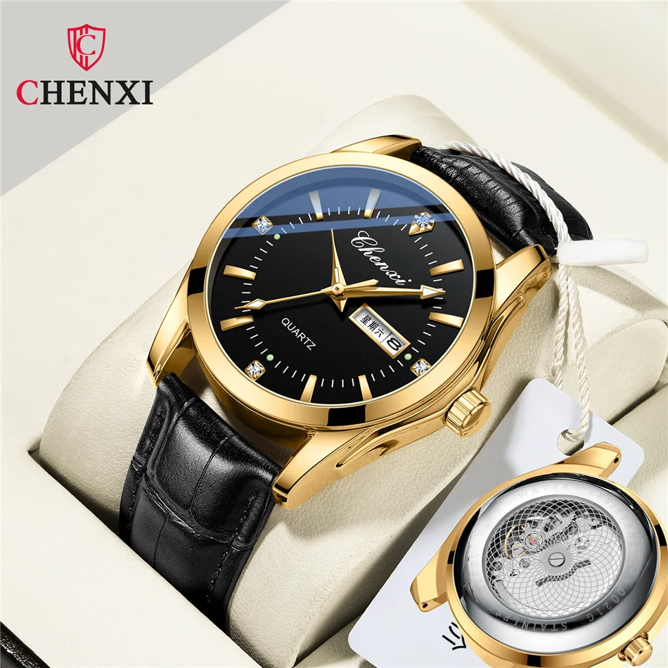 

CHENXI 0021 Top Brand Luxury Man Wristwatch Waterproof Luminous Date Week Men Watches Stainless Steel Quartz Men's Watch Male